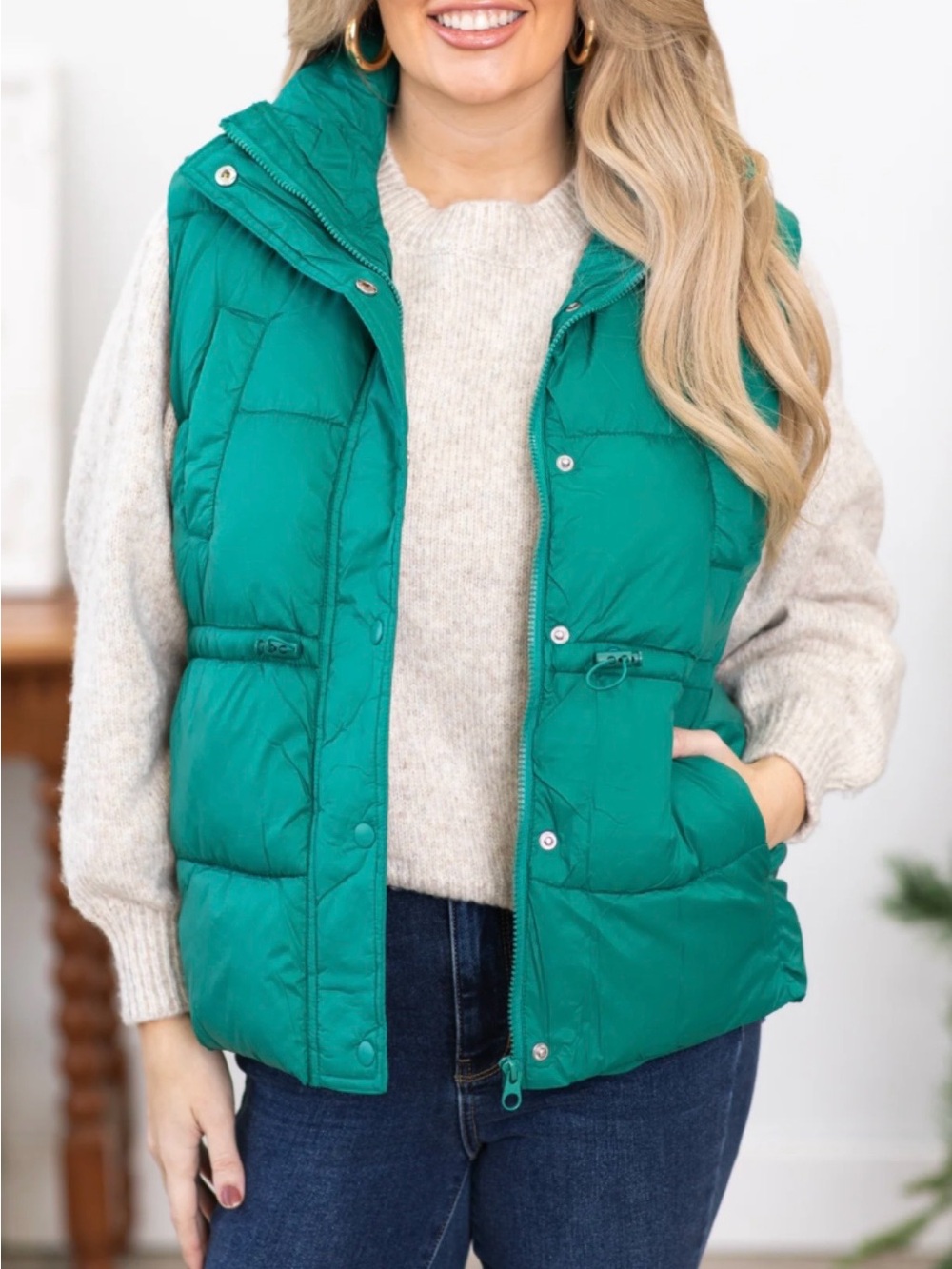 Love Tree Women's Teal Puffer Vest - Lightweight Quilted Sleeveless Jacket